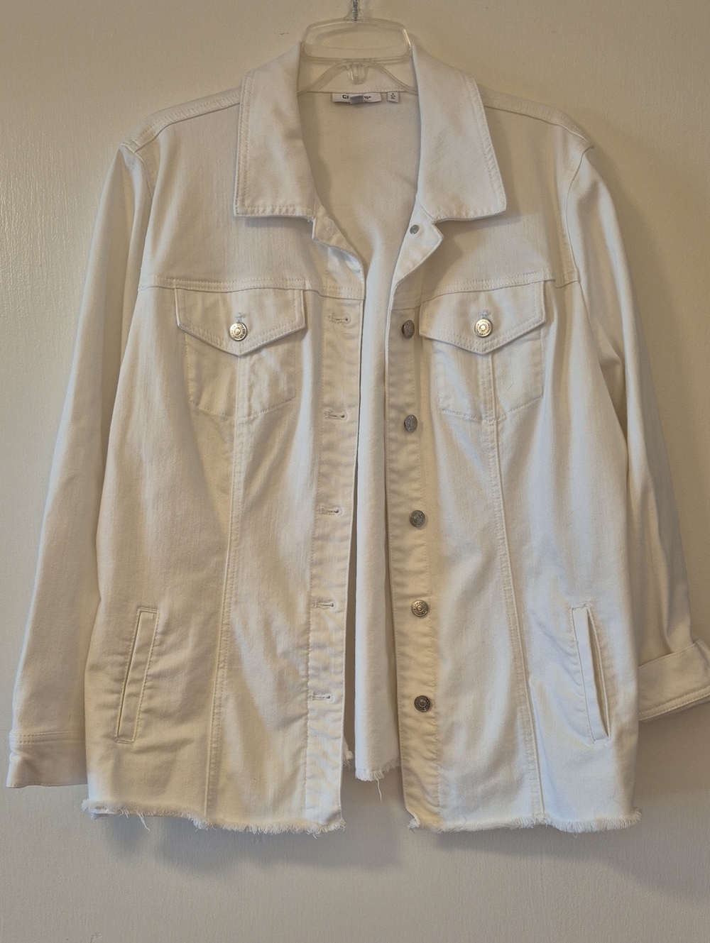 Chico’s Denim Jacket • Frayed Hem • Size 3 (XL)